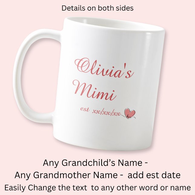 Caneca De Café Mudar Nome do Avô, Nome Mimi Est Heart (Criador carregado)