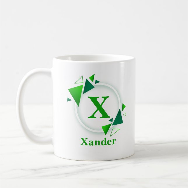 Caneca De Café Mudar o Nome Inicial Adicionar Nome Círculo Verde  (Esquerda)
