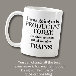 Caneca De Café Mudar texto, vai ser produtivo hoje, trens