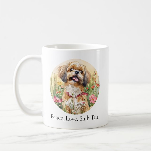 Caneca De Café Mug (11 oz) - Paz. Amor. Shih Tzu (Esquerda)