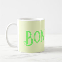 Mug Amarelo de Café Bonjour Verde
