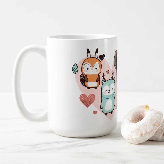 Caneca De Café Mug apresenta uma ilustração bonita. (Com Donut)