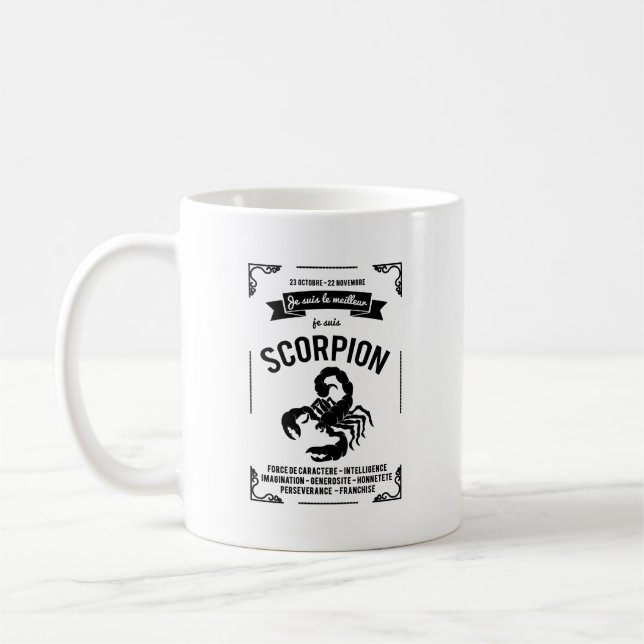 Caneca De Café Mug assina astrológico dos apaixonados: Escorpião (Esquerda)