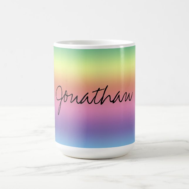 Caneca De Café Mug - Assinatura no Fundo do Arco-Íris (Centro)