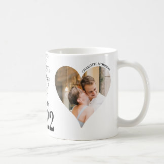 Caneca De Café Mug avec 2 photos en forme de coeur, date, prénoms