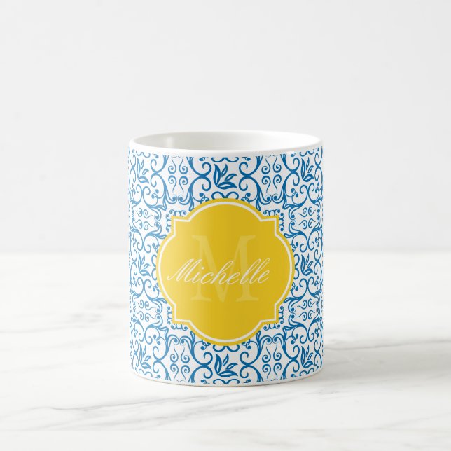 Caneca De Café Mug Azul Dazzling Monograma (Centro)