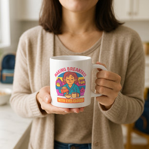 Caneca De Café Mug Bonito De Volta À Escola; Café Da Manhã De Faz