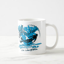 Mug branco mergulhador tubarão