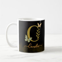Mug C Dourado Personalizado - Monograma da Borbole