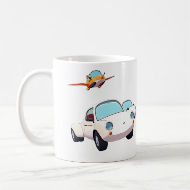 Caneca De Café Mug - carros e avião (Esquerda)