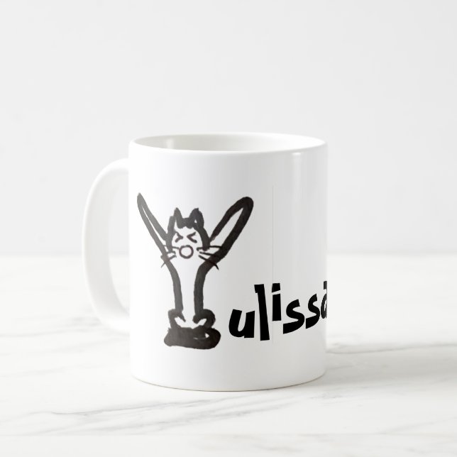 Caneca De Café Mug - Cat Letter Y com o nome (Frente Esquerda)