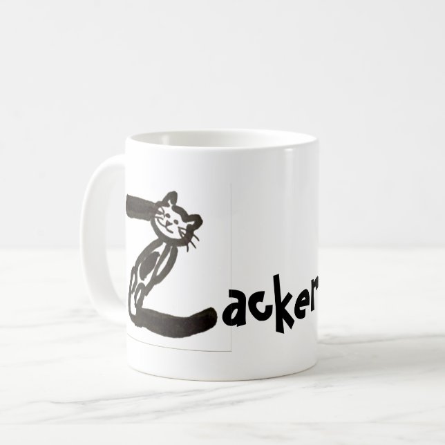 Caneca De Café Mug - Cat Letter Z com o nome (Frente Esquerda)