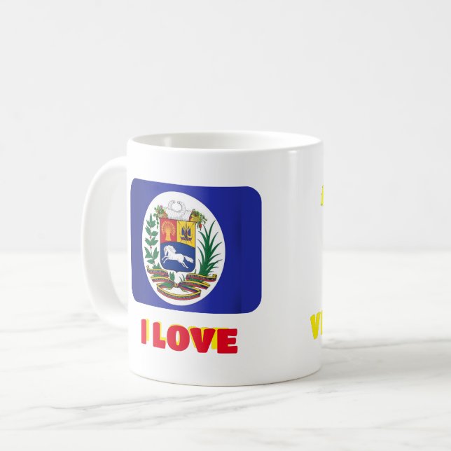 Caneca De Café Mug Coffee mug Eu amo Venezuela, personalizável (Frente Esquerda)