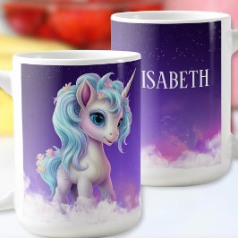 Caneca De Café Mug Colorida de Nome Unicorn