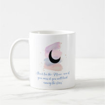 Mug com aspas e design de lua pastel