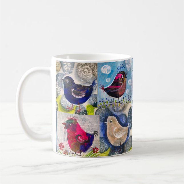 Caneca De Café Mug com aves e flores (Esquerda)