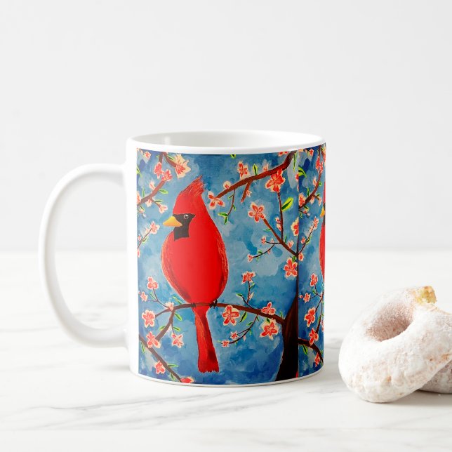 Caneca De Café Mug com Charlie Cardinal em Primavera (Com Donut)