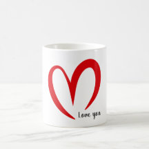 Mug com coração vermelho para Dia de os namorados