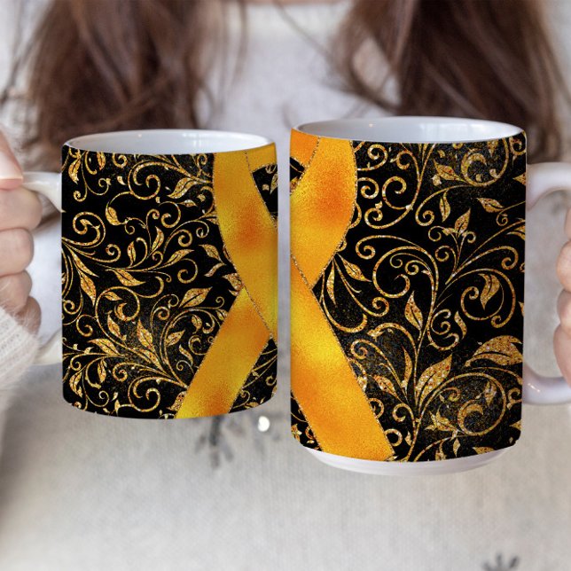 Caneca De Café Mug com desenho de fita de conscientização laranja (Criador carregado)