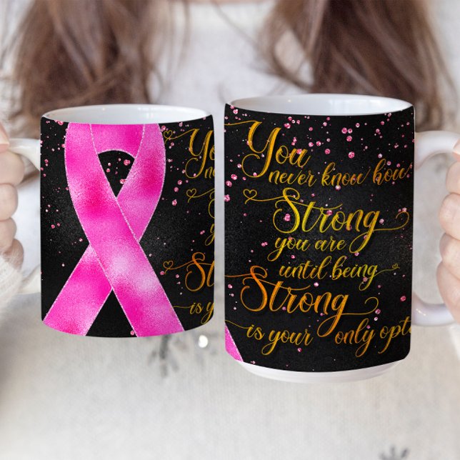 Caneca De Café Mug com desenho de fita de conscientização rosa qu (Criador carregado)