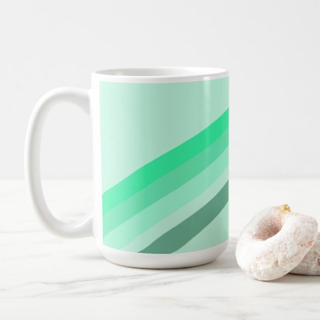 Caneca De Café Mug com faixas verdes serenas (Com Donut)