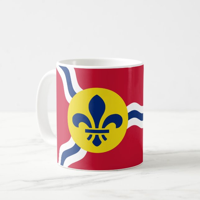 Caneca De Café Mug com Flag of Rua Louis, Missouri (Frente Esquerda)