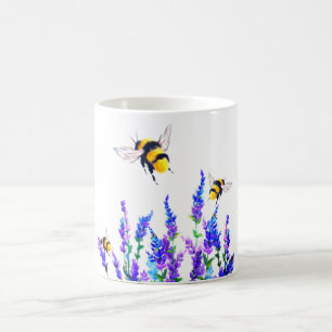 Caneca De Café Mug com Flores de Mola e Abelhas Voando