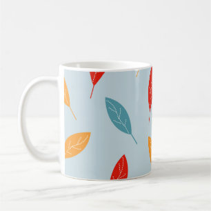 Caneca De Café Mug com folhas coloridas