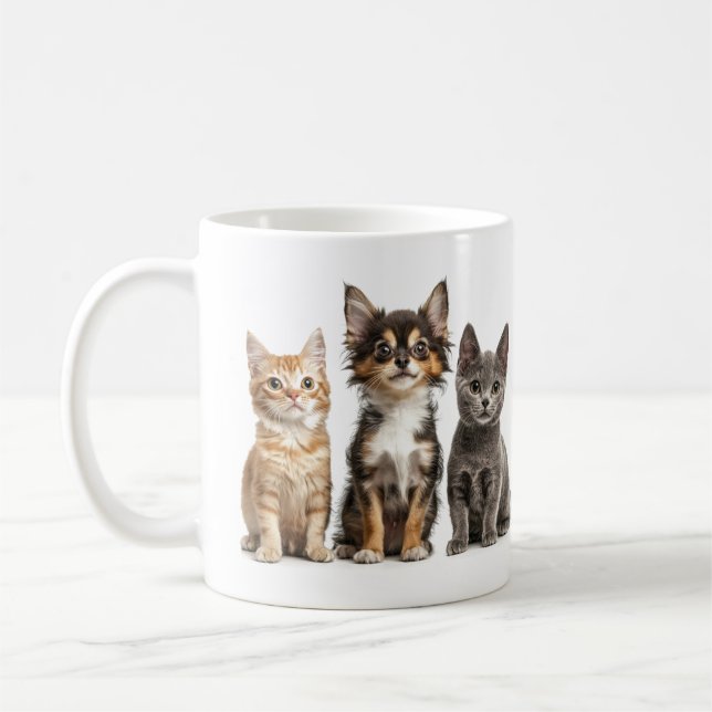 Caneca De Café Mug com Gatinhos Fofos e Puppy (Esquerda)
