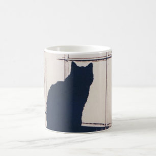 Caneca De Café Mug com Gato Preto na Janela
