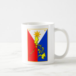 Caneca De Café Mug com Mapa Amarelo das Filipinas na Bandeira das