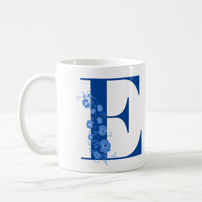 Caneca De Café Mug Com Monograma Floral E (Esquerda)