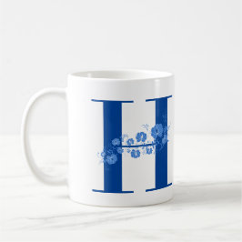 Caneca De Café Mug com Monograma Floral H