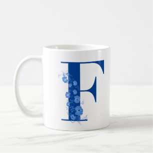 Caneca De Café Mug com Monograma Floral - Letra F