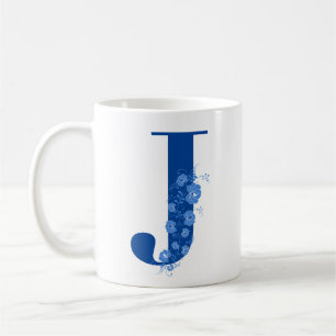 Caneca De Café Mug com Monograma Floral - Letra J