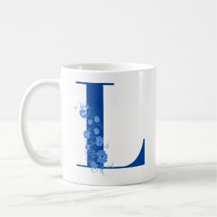 Caneca De Café Mug com Monograma Floral - Letra L