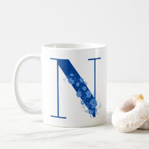 Caneca De Café Mug com Monograma Floral - Letra N