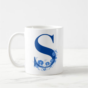 Caneca De Café Mug com Monograma Floral - Letra S