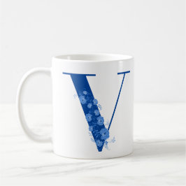 Caneca De Café Mug com Monograma Floral - Letra V