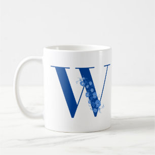Caneca De Café Mug com Monograma Floral - Letra W
