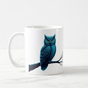 Caneca De Café Mug com o padrão Owl mandala nas penas