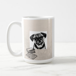 Caneca De Café Mug com óculos de Visto de Pug com Livros
