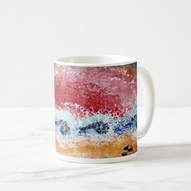 Caneca De Café Mug com ondas piscando em vermelho e azul (Frente Esquerda)