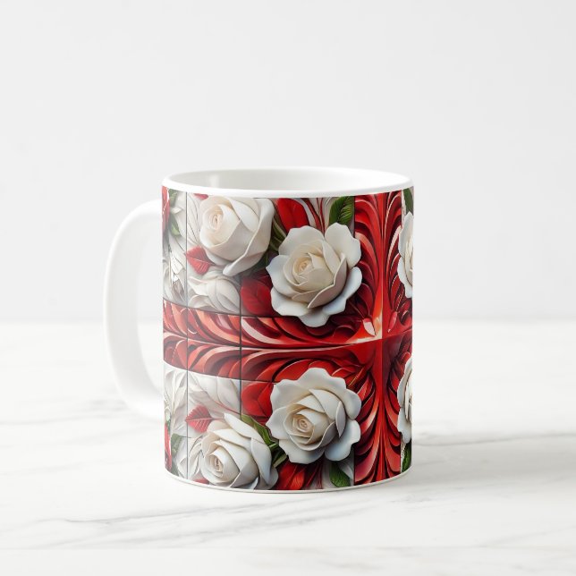 Caneca De Café Mug com Rosa de inglês (Frente Esquerda)