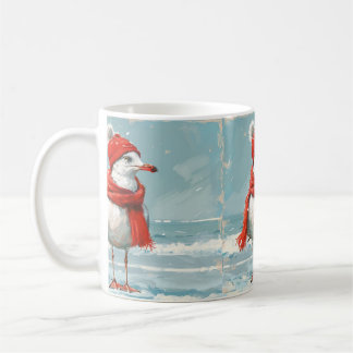Caneca De Café Mug com Seagull vestindo cachecol vermelho e um ch