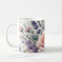 Mug com Watercolor Floral Padrão 1/6