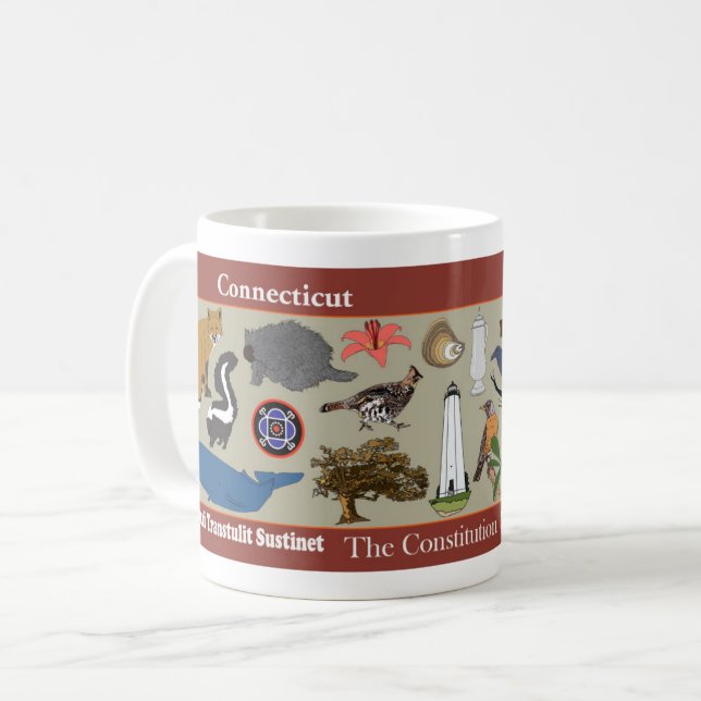 Caneca De Café Mug Comemorativo do Estado de Connecticut (Frente Esquerda)