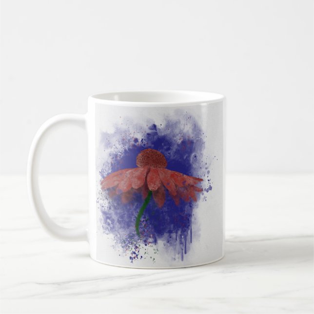 Caneca De Café Mug Coneflower Watercolor (Esquerda)