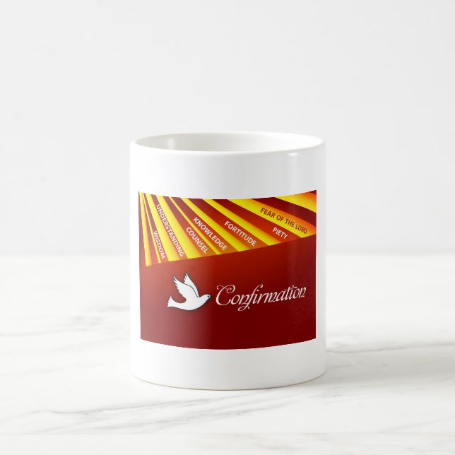 Caneca De Café Mug, Confirmação, Dove em Vermelho, Rays (Centro)