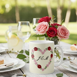 Caneca De Café Mug crème avec des cœurs roses et rouges